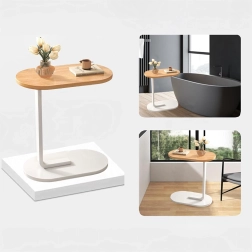 Mesa auxiliar en C para salón y dormitorio