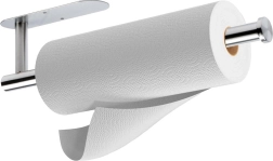 Soporte de acero inoxidable para toallas de papel, plateado