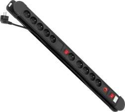 Regleta protectora contra sobretensiones MACLEAN ENERGY, 10 enchufes, 2 interruptores, 1,5 m