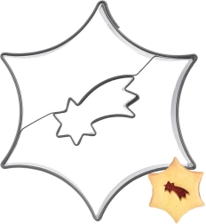 Cortador de galletas de acero inoxidable en forma de estrella con estrella de Belén 5,5 cm