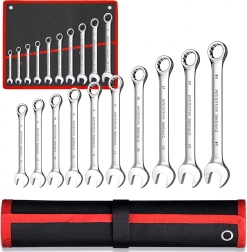 Juego de llaves combinadas (boca y estrella) 10 uds con funda 8–24 mm