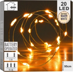 Luces LED navideñas de alambre, 20 LED, 95 cm