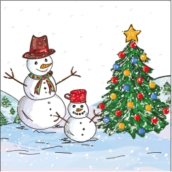 Servilletas navideñas muñeco de nieve 33 × 33 cm, 3 capas - 1 pieza