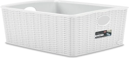 Cesta de almacenamiento Elegance de plástico blanca 36 × 29 × 13 cm