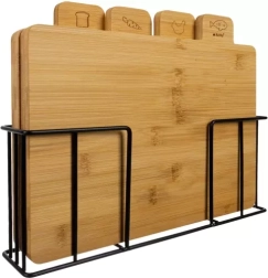 Juego de 4 tablas de cortar de bambú con soporte RUHHY