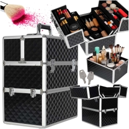 Maletín de cosmética XXL 3D – organizador de maquillaje desplegable con cerradura