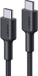 Cable Aukey USB‑C a USB‑C de 0,9 m con trenzado de nailon, PD 60 W, 3 A, negro