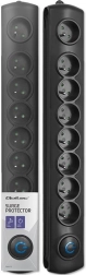 Regleta alargadora con protección contra sobretensiones, 8 tomas, cable de 1,8 m con interruptor de pie Quick Switch