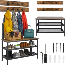 Zapatero Ruhhy con banco y perchero 73 cm, loft/industrial