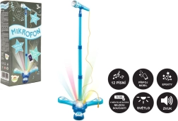 Micrófono karaoke infantil con soporte, luces y sonido – Azul