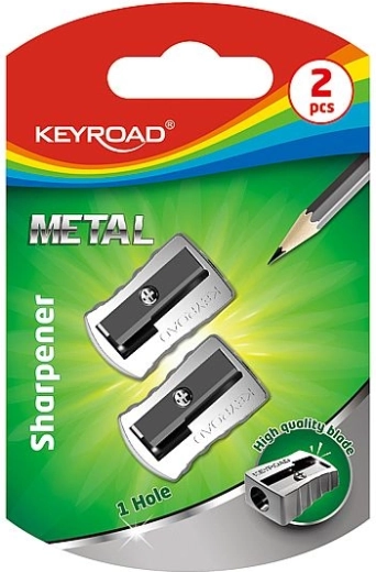 Sacapuntas KEYROAD metálico, 2 uds., plateado