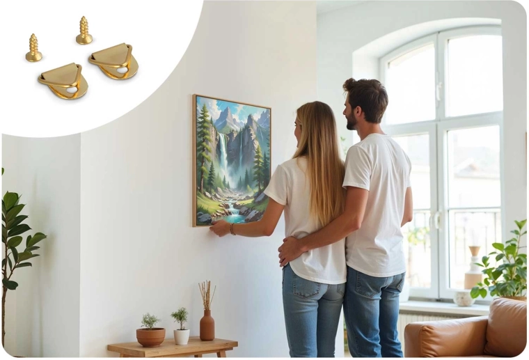 Todo incluido: pinceles, pinturas y sistema para colgar