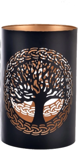 Candelabro TREE de metal negro-dorado 22 cm