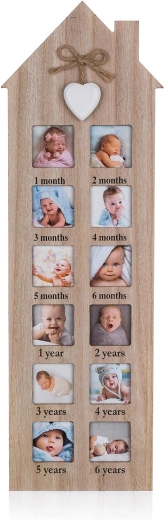 Marco de fotos infantil con forma de casita 48 × 14,8 cm para 12 fotografías