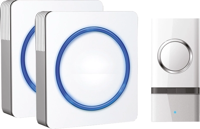 Timbre inalámbrico Solight para enchufe con 2 receptores, alcance 120 m, blanco