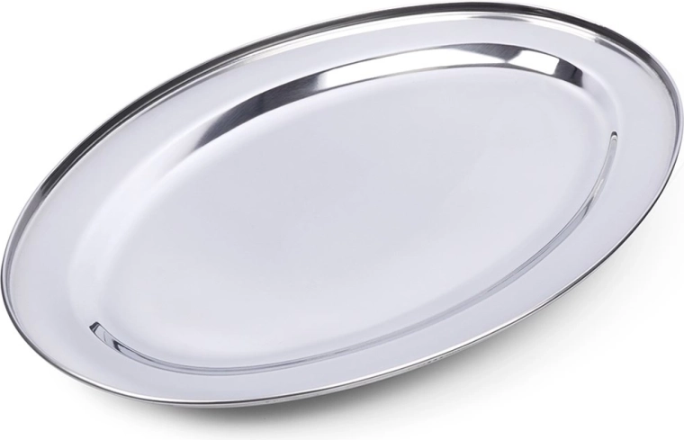 Bandeja ovalada de servicio de acero inoxidable 44 × 29 cm