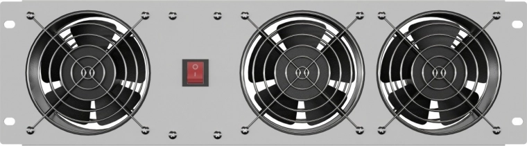 Panel de ventilación vertical 19" 3U para rack, tres ventiladores, 230 V, gris
