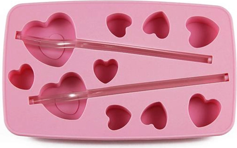 Molde de silicona para hielo con pajita, corazón, rosa