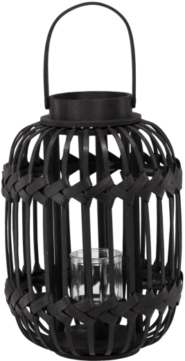 Linterna negra con inserto de vidrio de seguridad, altura 38/51 cm