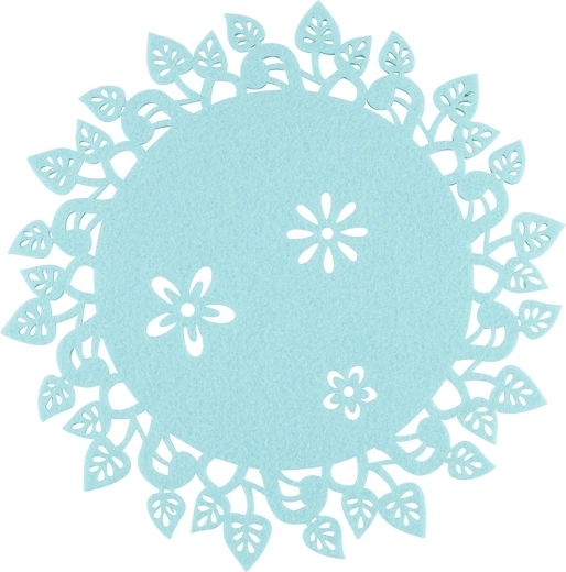 Mantel individual redondo de fieltro con hojas menta 30 cm