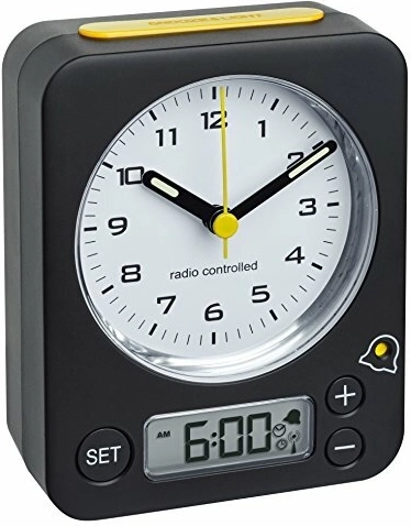 Despertador inalámbrico TFA Combo con ajuste digital, negro-amarillo