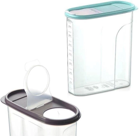 Recipiente de plástico para alimentos secos con dosificador y medidor 4 l