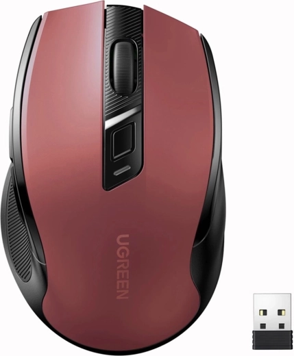 Ratón inalámbrico silencioso UGREEN MU006 2,4 GHz rojo