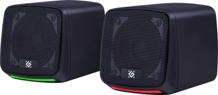 Altavoces para ordenador 2.0 con retroiluminación LED 6 W, negros