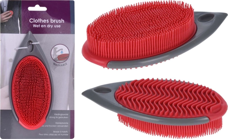 Cepillo lavable para ropa 16 × 8 × 4 cm, gris/rojo
