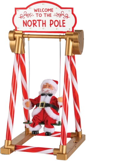 Decoración navideña de Papá Noel en un columpio con iluminación LED, música y movimiento, 49 cm