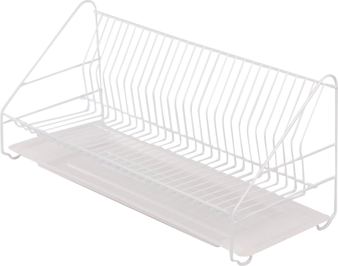 Escurridor de platos Metpol de un nivel 60 cm blanco con bandeja de goteo