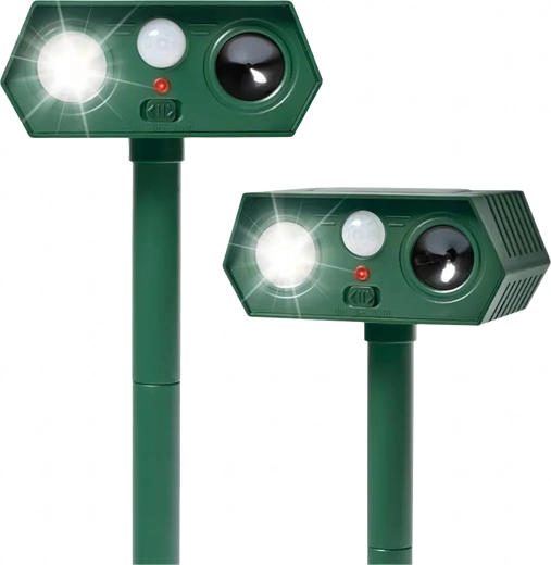 Repelente solar ultrasónico para animales con sensor PIR, juego de 2 unidades