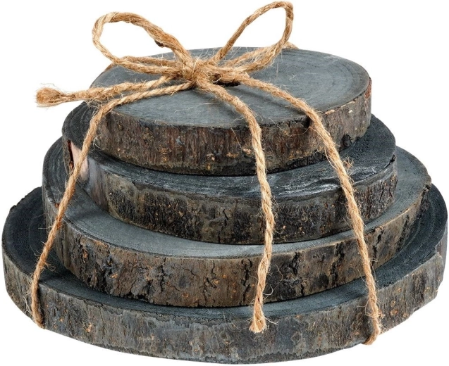 Posavasos de madera de rodajas de madera, set de 4 uds.