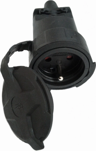 Base de goma recta Solight para ambientes húmedos y polvorientos, IP65, negra