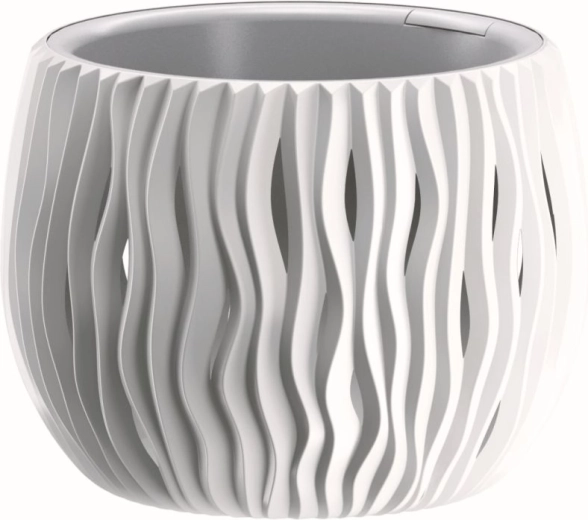 Maceta Sandy Bowl con inserto 18 cm blanca