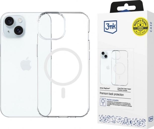 Funda magnética transparente Armor MagCase para iPhone 15 con MagSafe