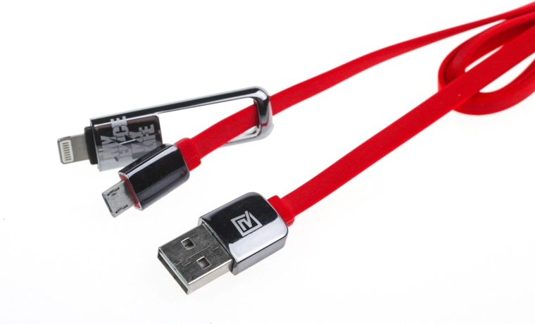 Remax King-Kong cable de carga y datos 2 en 1 de 1 m rojo (USB-A / micro USB + Lightning)