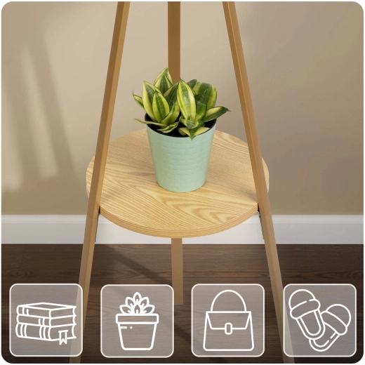 Estante inferior de madera para bolsos y accesorios
