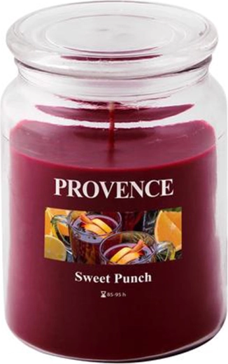 Vela aromática en vaso de vidrio PROVENCE ponche dulce 95 horas