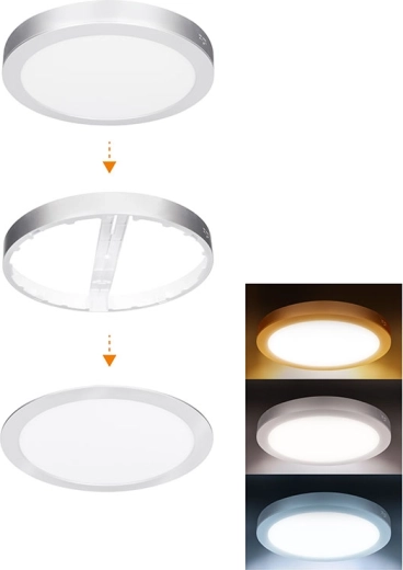 Solight mini panel LED para baño 2 en 1 redondo 24 W IP54 3CCT plateado