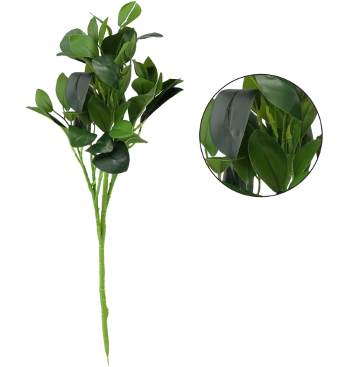 Ramita artificial con grandes hojas verdes 52 cm