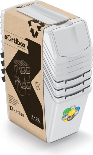 Juego de cubos para reciclaje Sortibox 4×25 l gris ceniza