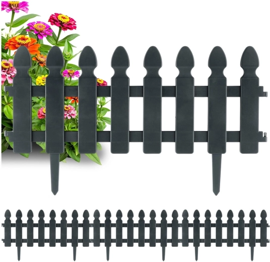Valla de bordura para jardín gris 49 × 21 cm, set de 4 unidades