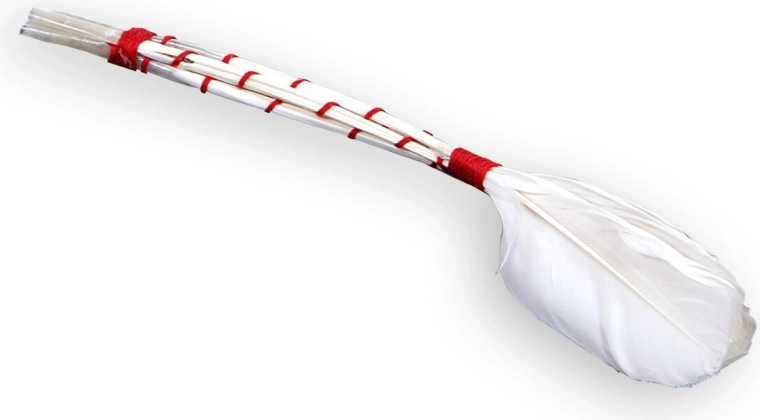 Brocha de plumas trenzada 21 cm
