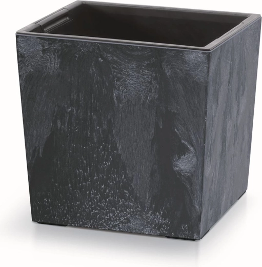 Macetero Urbi Square Low Efecto Hormigón con inserto 30 cm antracita