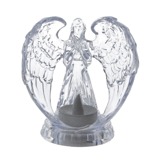 Vela LED ángel transparente 10,7 × 11,1 cm