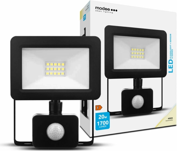 Reflector LED Modee X‑series 20 W, blanco neutro, con sensor