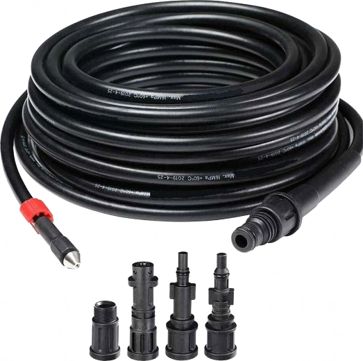 Manguera de limpieza para desagües y alcantarillado de 15 m con adaptadores para hidrolimpiadoras