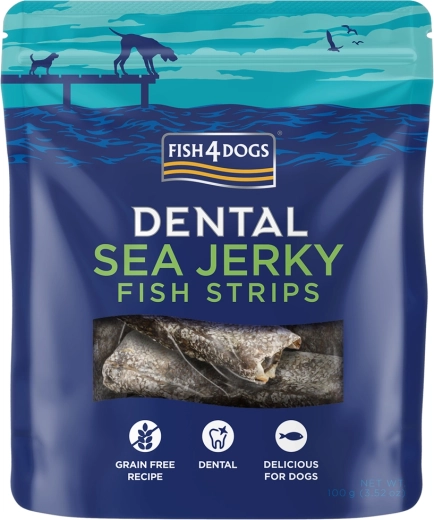 Fish4Dogs Dental Sea jerky tiras de pescado para perros 100 g