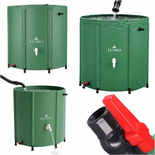 Depósito plegable para agua de lluvia LUARO con grifo de 200 l